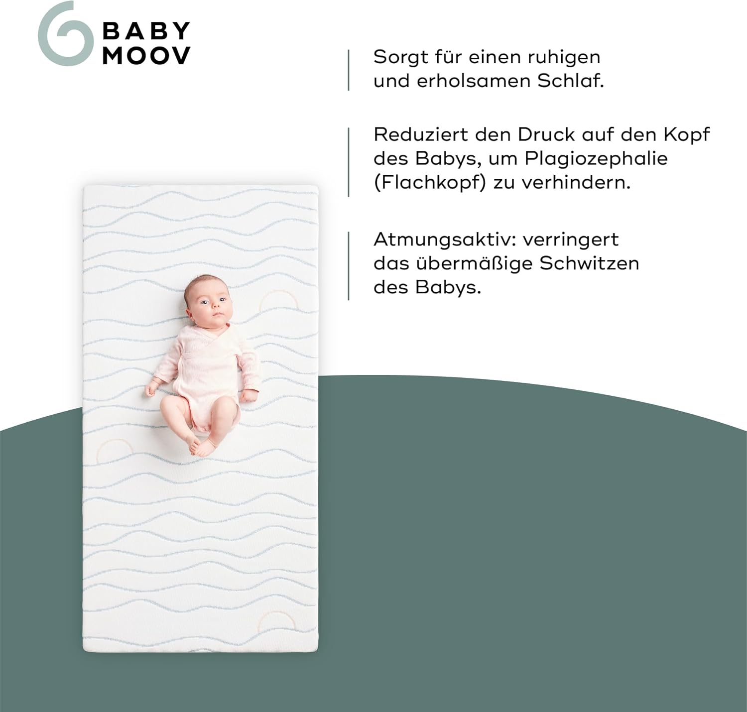 Saltea Ergonomică pentru Copii BabyMoov Cosy'Lite 70 x 140 cm, Respirabilă, Antiaplatizare, Husă Lavabilă - imagine 4