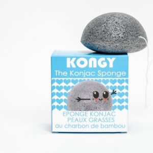 Burete Natural Konjac KONGY cu Cărbune din Bambus – Curățare Delicată pentru Ten Gras și Mixt