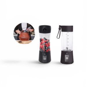 Blender Portabil Ambiano, Recipient 330 ml, Acumulator Reîncărcabil, Lame din Oțel Inoxidabil, Cablu USB Inclus, Negru