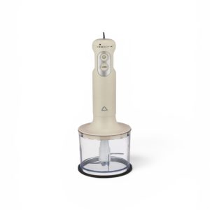 Mixer vertical Ambiano Retro de culoare crem montat pe un recipient tocator transparent
