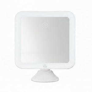 Oglinda cosmetica cu iluminare LED Ambiano de culoare alba cu suport cu ventuza si buton tactil frontal