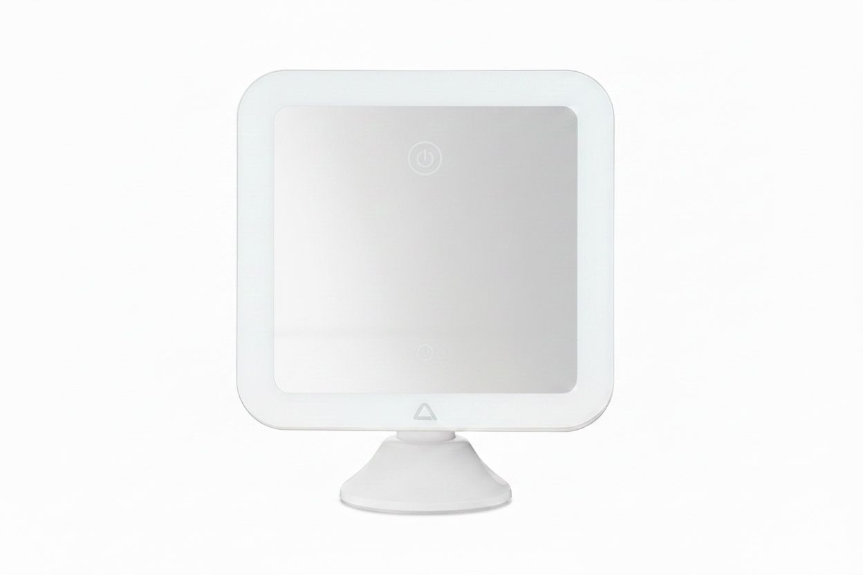 Oglinda cosmetica cu iluminare LED Ambiano de culoare alba cu suport cu ventuza si buton tactil frontal