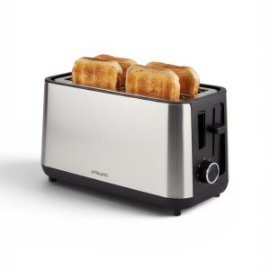 Prajitor de paine Ambiano din inox cu patru fante extra late si patru felii de paine toast in interior