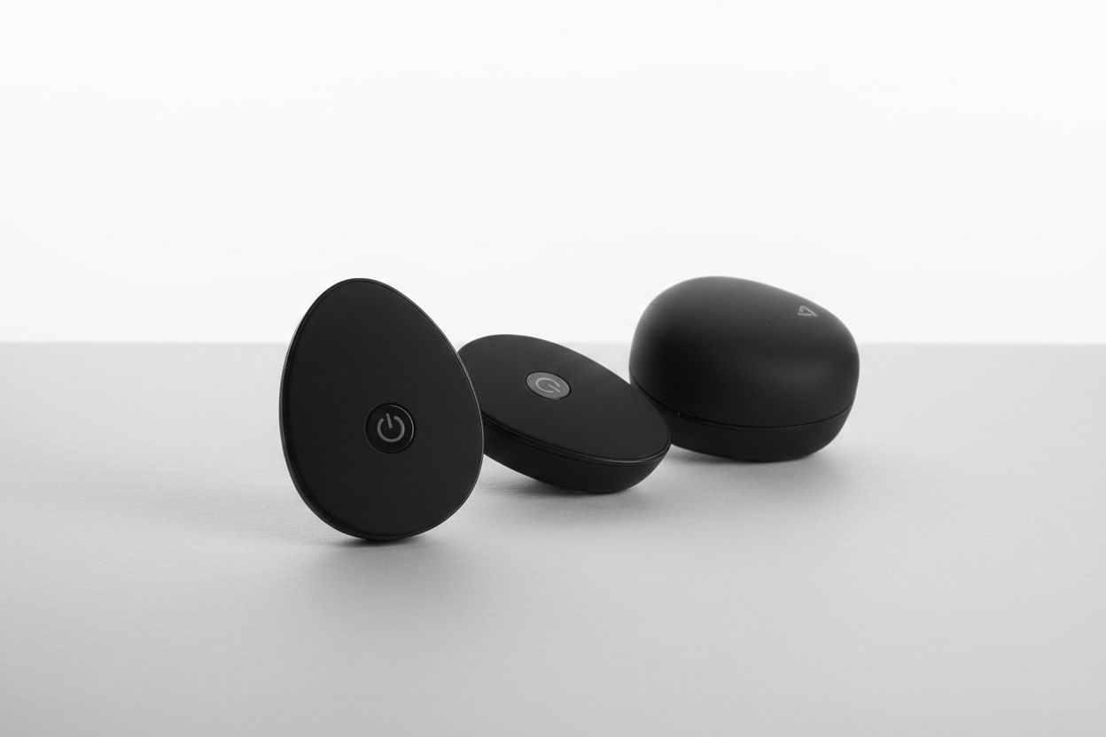 Incalzitor de maini Ambiano de culoare neagra cu functie power bank si design compact rotunjit din doua piese