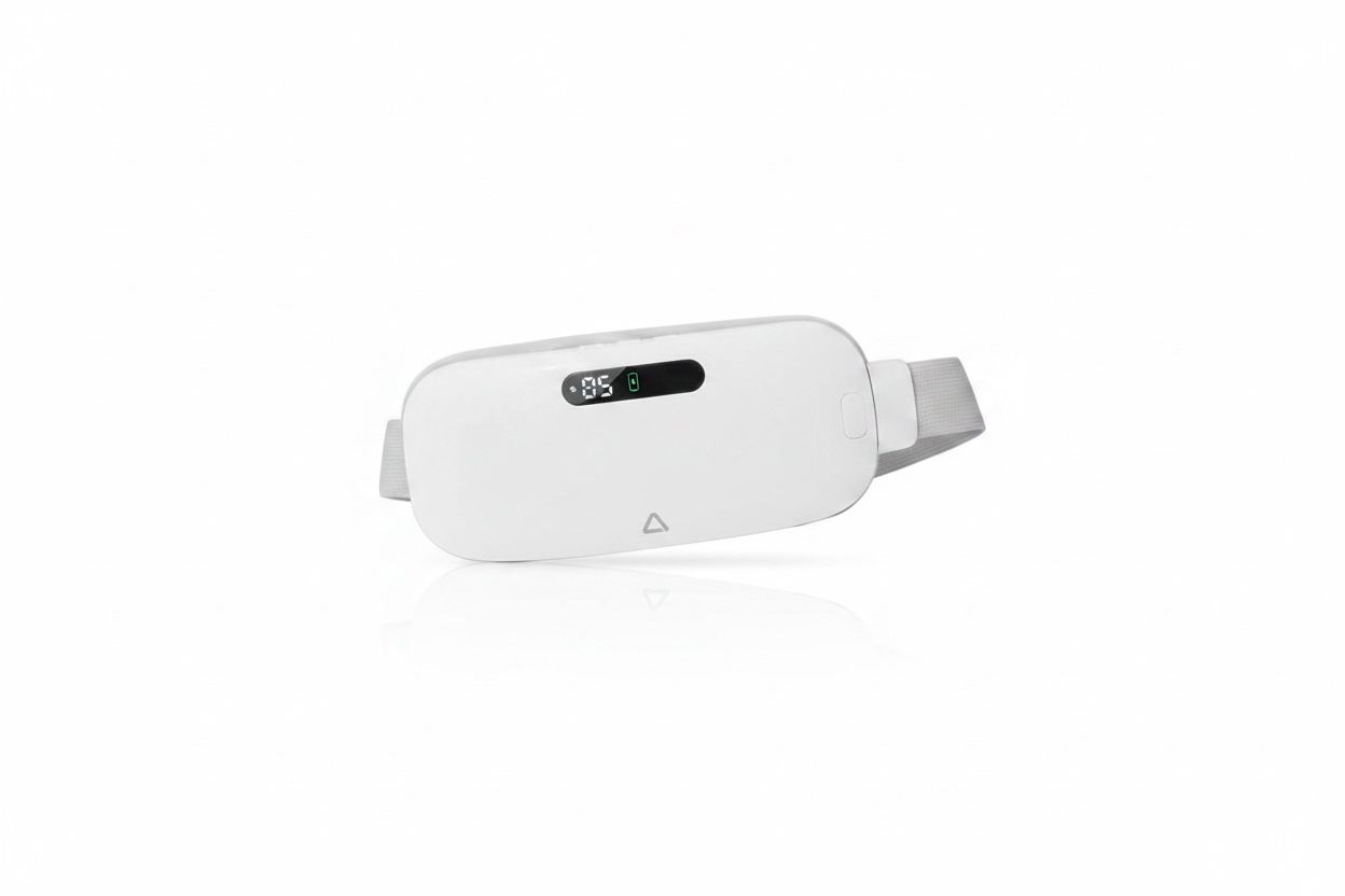 Masajator lombar Ambiano cu incalzire de culoare alba cu design ergonomic tip centura si afisaj digital