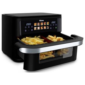 Friteuză cu aer cald Tristar FR-9078, 10 L, 2800 W, Două zone de gătire, Panou digital, Fereastră de vizualizare, Negru