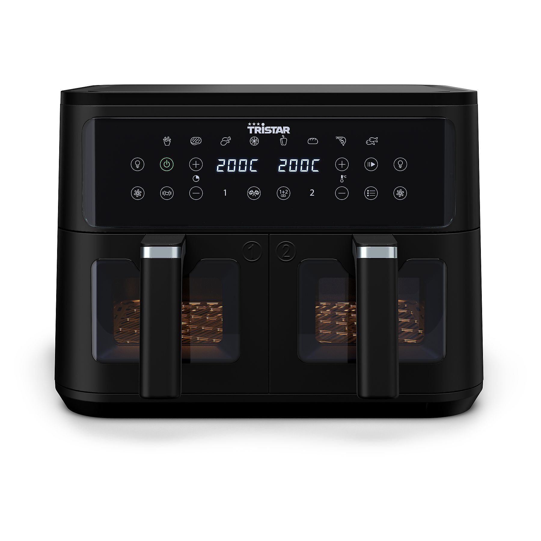 Friteuză cu aer cald Tristar FR-9429, 9 L, 2500 W, Două coșuri, 8 programe, Panou digital, Funcție sincronizare, Negru - imagine 2
