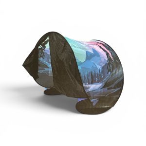 Cort pentru pat copii Mundo Diver – Tip Pop-Up, cu instalație luminoasă, Model Munte, 220 × 78 cm