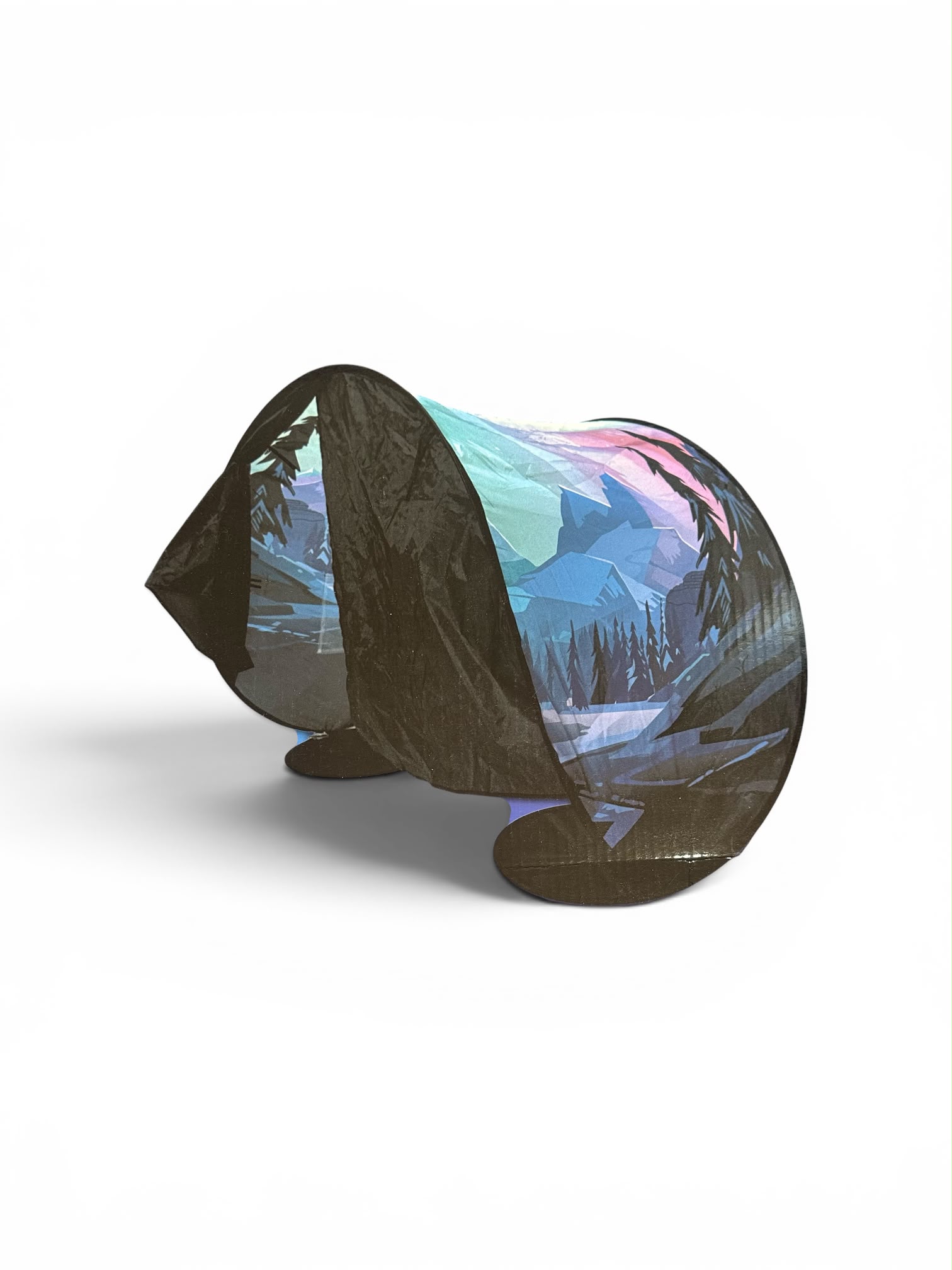 Cort pentru pat copii Mundo Diver – Tip Pop-Up, cu instalație luminoasă, Model Munte, 220 × 78 cm