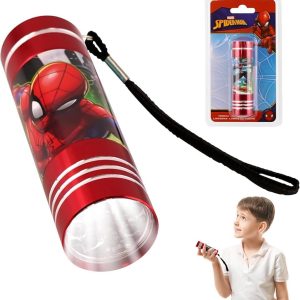 Lanternă LED Marvel Spider-Man pentru Copii, Aluminiu, Funcționează cu 3x AAA (incluse), Roșu