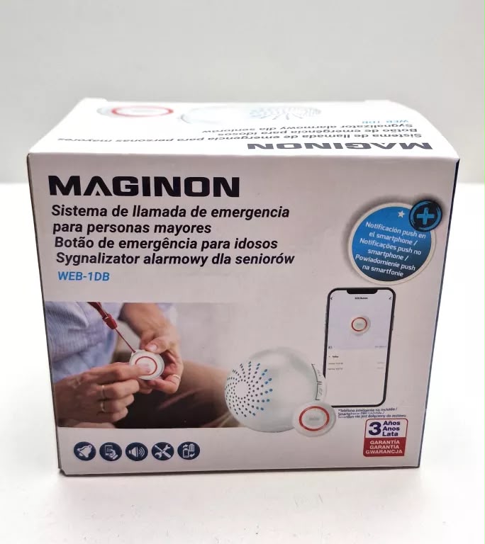 Buton de urgență inteligent Maginon WEB-1DB pentru persoane vârstnice, WiFi, notificări pe telefon, sonerie inclusă - imagine 2