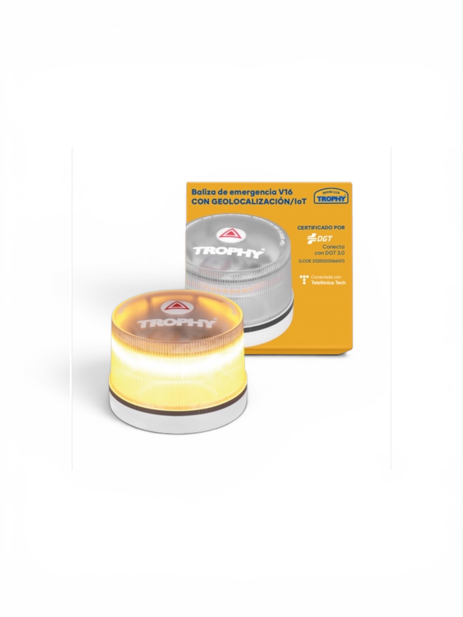 Lampă de avertizare auto Trophy V16 cu geolocalizare, conectare DGT 3.0, certificată, rezistentă la apă IP54