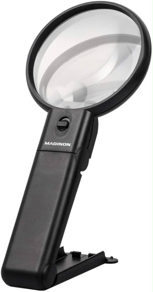 Lupă cu iluminare LED Maginon HL-90 MR-LED, mărire 2x și 4,5x, lentilă 90 mm, suport pliabil