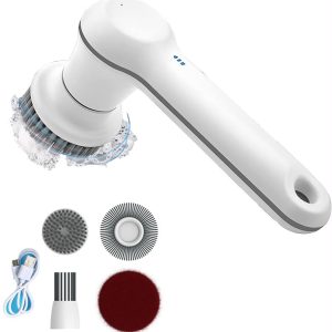 Perie electrică de curățare Quigg, reîncărcabilă, acumulator litiu, 2 viteze, 5 accesorii, autonomie 90 minute, rezistență IPX7