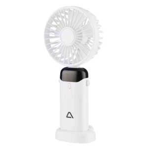Mini ventilator portabil Ambiano, reîncărcabil USB-C, 3 trepte de viteză, baterie 2000 mAh, suport pliabil, funcție Power Bank