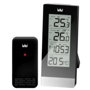 Termometru Digital Fără Fir Krontaler – Temperatură Interior și Exterior, Senzor Exterior Inclus, Afișaj Mare