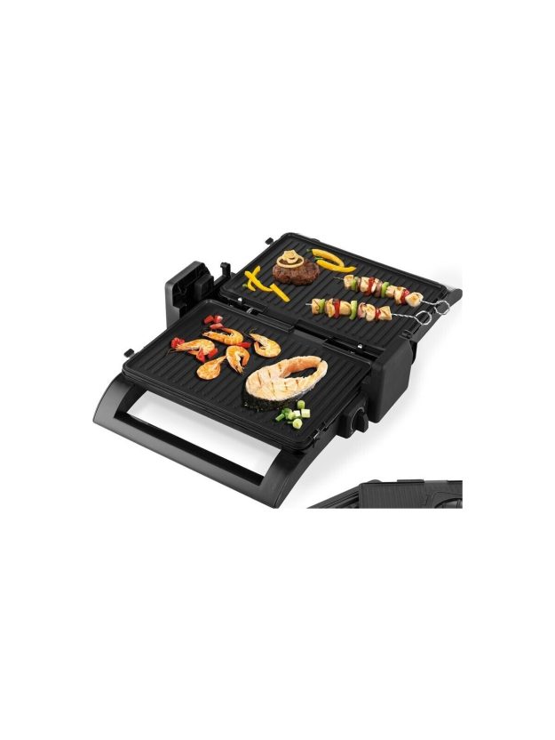 Grătar Electric Multifuncțional Nova 4 în 1, 1500 W, Plăci Interschimbabile, Deschidere 180°, Termostat Reglabil