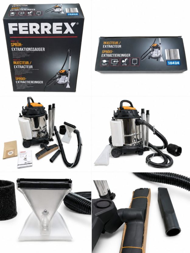 Aspirator Umed-Uscat Ferrex 1600 W, Rezervor 20 Litri, Funcție Suflare și Pulverizare