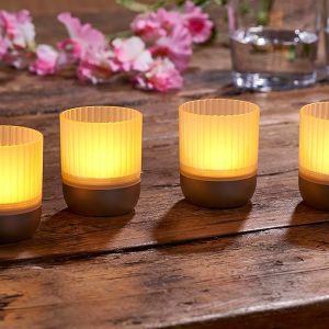 Set 4 Lămpi LED Reîncărcabile Casalux – Lumină Alb Cald și Multicoloră, Senzor Tactil, IP44, Încărcare USB-C, Interior și Exterior