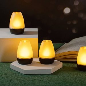 Set 4 Lămpi LED Reîncărcabile Casalux – Lumină Alb Cald și Multicoloră, 4 Moduri, Senzor Tactil, IP44, Negru Mat