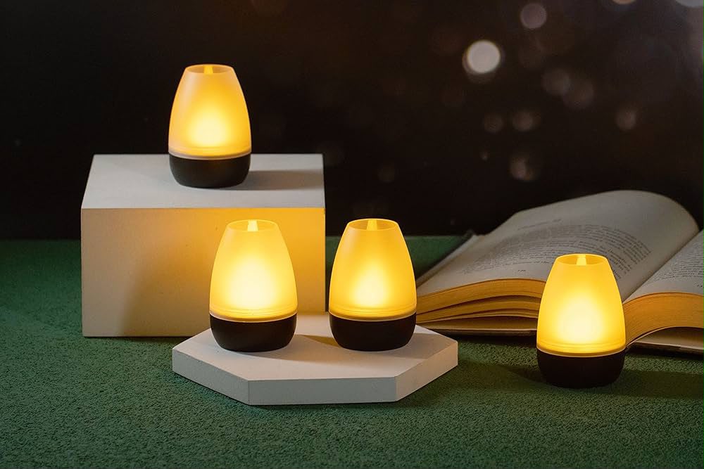 Set 4 Lămpi LED Reîncărcabile Casalux – Lumină Alb Cald și Multicoloră, 4 Moduri, Senzor Tactil, IP44, Negru Mat
