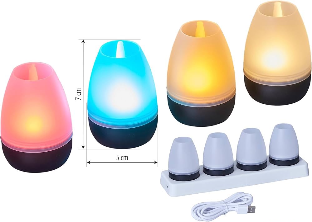 Set 4 Lămpi LED Reîncărcabile Casalux – Lumină Alb Cald și Multicoloră, 4 Moduri, Senzor Tactil, IP44, Negru Mat - imagine 2