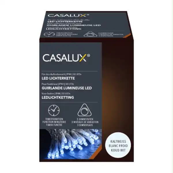 Sir luminos Casalux cu 50 LED-uri alb rece si temporizator