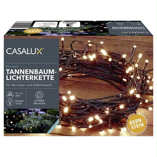 Sir luminos pentru brad Casalux cu 120 LED-uri alb cald si temporizator