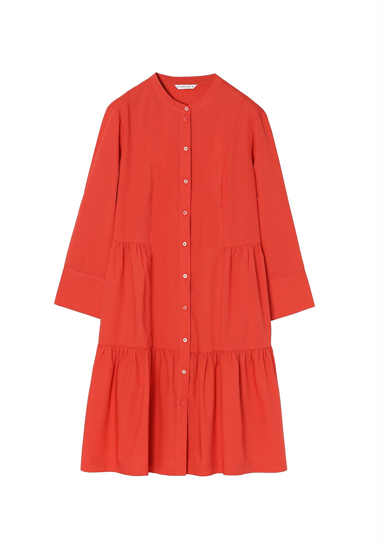 Rochie Damă TATUUM Lanola 2 – 100% Bumbac, Culoare Coral, Croială Largă cu Volane și Nasturi,Mărime 36 - imagine 6