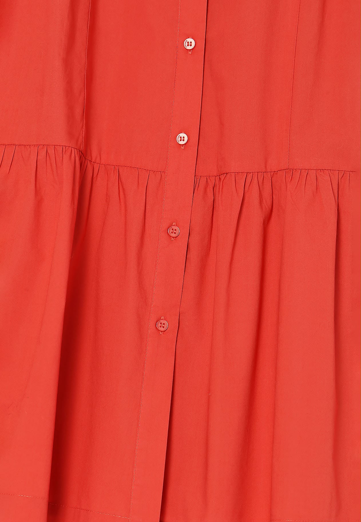 Rochie Damă TATUUM Lanola 2 – 100% Bumbac, Culoare Coral, Croială Largă cu Volane și Nasturi,Mărime 36 - imagine 8