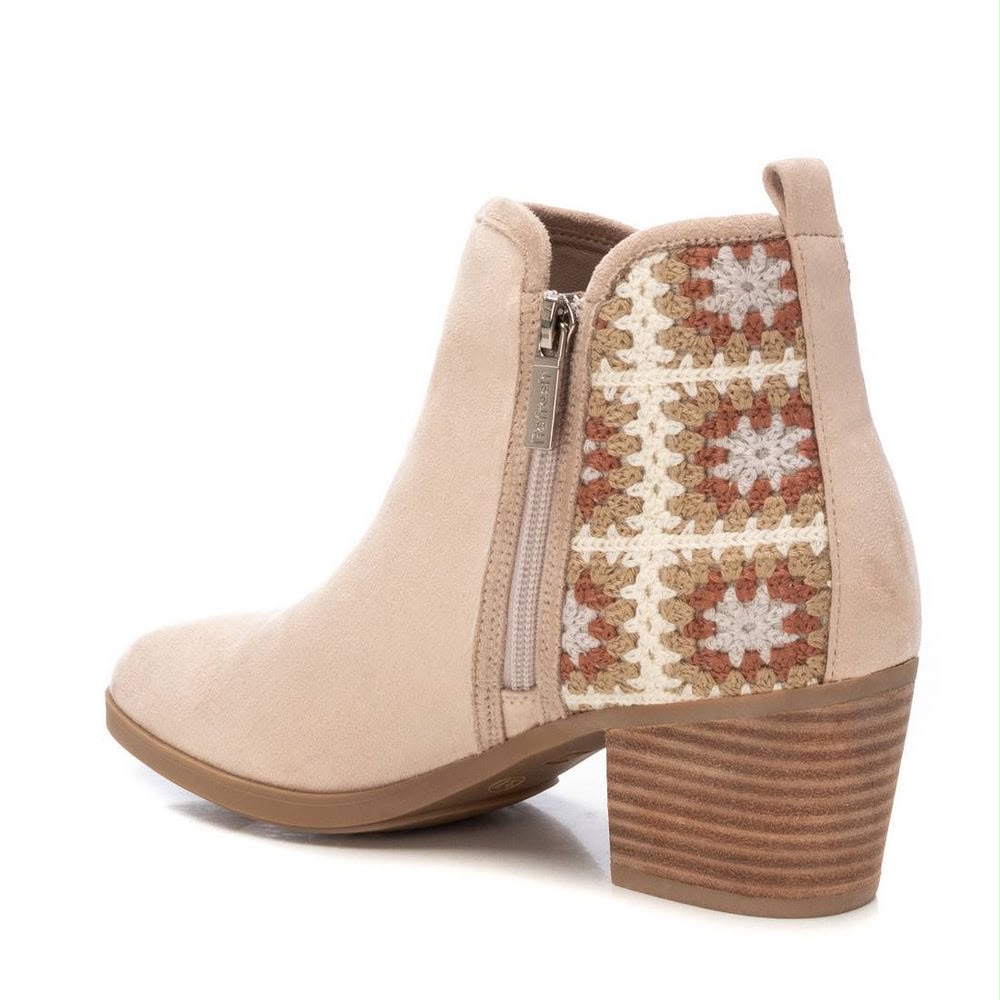 Botine damă Refresh cu Toc – Bej sau Kaki, Inserții Textile Decorative, Branț cu Spumă cu Memorie - imagine 5